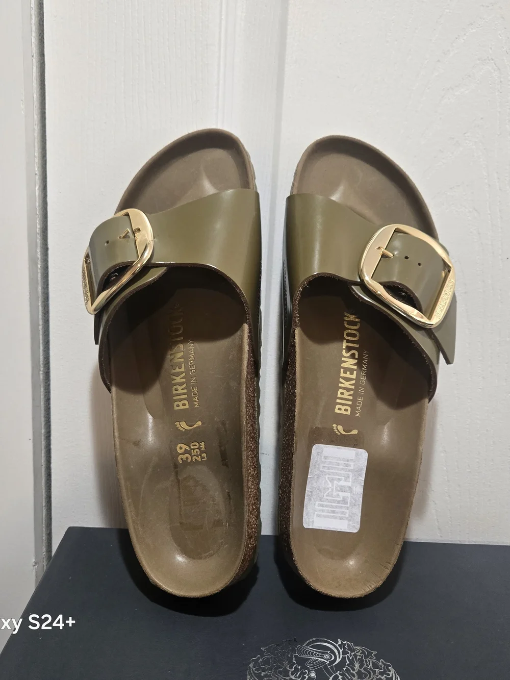 Birkenstock Madrid Big Buckle Slide Sandal in Metallic Gold